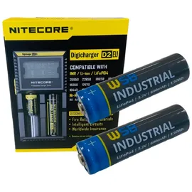 Akkuman SET Nitecore D2 Ladegerät + 2x 14500 AA Solar Akku LiFePo4 3,2V 600mAh