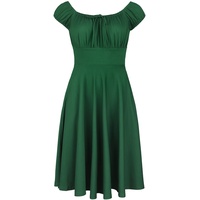 Voodoo Vixen - Rockabilly Kleid knielang - Gathered Neckline Flared Dress - XS bis 4XL - für Damen - Größe 3XL - grün - 3XL