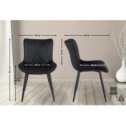 DELUKE® 2er Set Stühle KELCE Samt - 80,5x50x62cm, schwarz, Kunstleder Metall Gestell Stühle EsszimmerstühleEsstisch Stühle Küchenstuhl