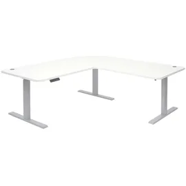 Mendler Eckschreibtisch HWC-D40 grau / Weiß