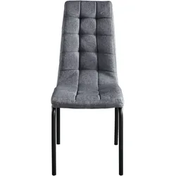 SIT Möbel Esszimmer-Stuhl, 2er-Set | Sitz+Rücken gepolstert | Bezug Stoff hellgrau | Stahlbeine schwarz | B42xT58,5xH103cm | 19000-04 |  Serie STUHL