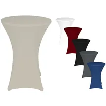 TexDeko 2er-Set Stretch Stehtischhusse für Bistrotisch Ø 70-75 cm Creme | strapazierfähig verstärkte Fußtaschen bügelfrei waschbar