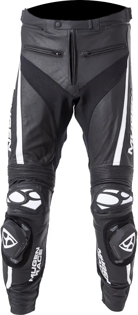 MUGENRACE RBRS-1 Motorrad Lederhose, schwarz-weiss, Größe XL für Männer