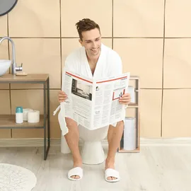 Relaxdays Toilettenpapierhalter, Walnuss Holz, zur Wandmontage oder stehend, Ersatzrollenhalter HxBxT 70x20x13 cm, natur