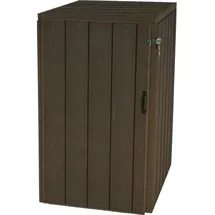 MCW 1er WPC-Mülltonnenverkleidung MCW-J28, Premium Mülltonnenbox, Metall Holzoptik, erweiterbar ~ Gartenschrank, J28-1er