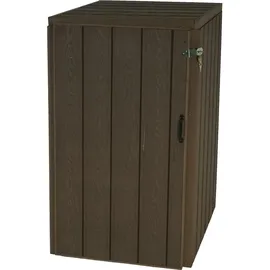 MCW 1er WPC-Mülltonnenverkleidung MCW-J28, Premium Mülltonnenbox, Metall Holzoptik, erweiterbar ~ Gartenschrank, J28-1er