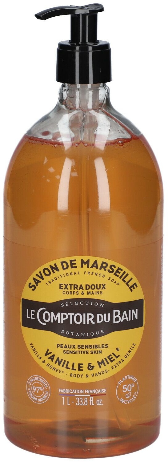 Le Comptoir du Bain Savon traditionnel de Marseille Vanille- Miel 1000 ml savon liquide