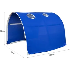 Homestyle4u Hochbett 90x200 mit Vorhang Turm Tunnel Blau, Holz, Kinder- & Jugendzimmer, Kindermöbel, Kinderbetten, Hochbetten