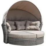 DEGAMO Alu + Polyrattan Relaxinsel Marbella inkl. Polster grau/taupe