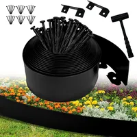Flexible rasenkante Kunststoff 10cm hoch, Länge 10m,beetumrandung Kunststoff mit 30 Erdanker und 2 Verbinder+1 Hammer,Unsichtbare Raseneinfassung-Schwarz (Glatte Kante, 10cmx10m)