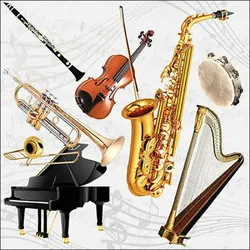 20 Servietten Papier 33x33cm 3-lagig - hochwertige Einweg Papierservietten Musik Party Tischdeko Konzert Feier Noten Blasinstrumente