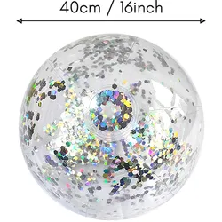 40 cm/16 Zoll Strandball Transparenter aufblasbarer Schwimmbadspielzeugball mit wunderschönem Konfetti