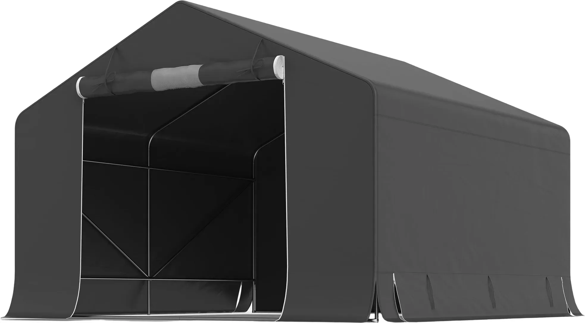 Outsunny Garagenzelt 300 x 300 x 210 cm wasserdicht Fahrradgarage mit aufrollbar Reißverschlusstür & Seitenwand Fenster, Handschuhe wetterfest Carport Lagerzelt Gerätezelt für Gartengeräte Fahrräder   Aosom