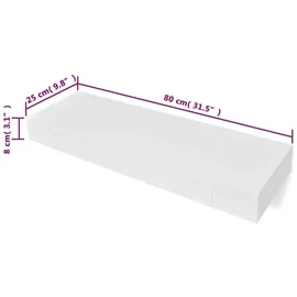 vidaXL Hängeregal 80 x 0 x 0 cm Weiß