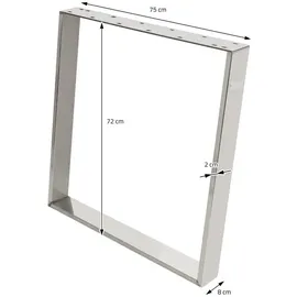 ML-Design Tischbeine, Metall 75x8x72 cm, Silber, Profil 8x2 cm, Schräge Möbelkufen, Tischgestell Stahl geneigt, Tischuntergestell Möbelfüße für Esstisch/schreibtisch