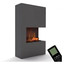 GLOW FIRE Elektrokamin Tucholsky Right Corner Wasserdampf Kamin, Elektrischer Kamin, Wasserdampfkamin mit 3D Feuer und Knisterfunktion grau