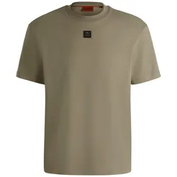 HUGO Herren T-Shirt - Dalile, Rundhals, Interlock, Baumwolle, Stack-Logo, uni Braun L