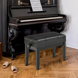 Homcom Klavierbank Holz Kunstleder Schwarz