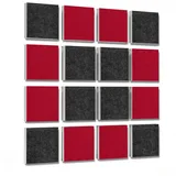 platino24 Akustikplatte 16 Elemente 3D-Set Colore Quadrat 27,5 x 27,5 cm Multicolore grau|rot