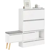 SoBuy SoBuy, Schuhschrank, Weiß, Holzwerkstoff, 92x115x24 cm, Garderobe, Schuhaufbewahrung, Schuhschränke