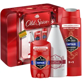 Old Spice Tin Box Geschenkset mit Captain Deostick, Duschgel und Aftershave-Lotion, langanhaltender Duft in Parfumqualität