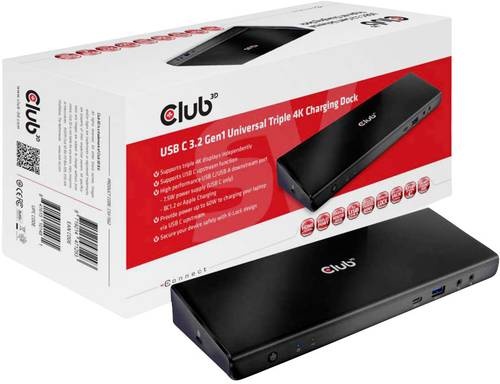 club3D USB-C® Notebook Dockingstation USB-CTM 3.2 Gen1 Universal Triple 4K Charging Dock Passend für Marke: Universal inkl. Ladefunktion