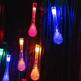 Harms Import RGB LED Außen Solar Steck Lampe Tropfen Erdspieß Garten Deko Lichterkette Leuchte, IP44, 20x led