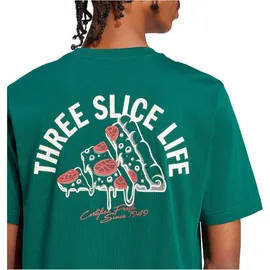 adidas Herren Three Slice Life, Pizza Graphic Tee, Short Sleeve, Collegiate Green, L