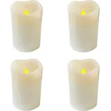Mojawo LED Wachs Kerzen Set 4 St. 9 cm weiß