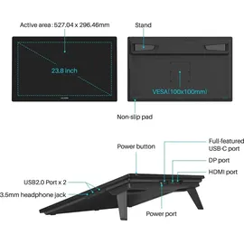 Huion Kamvas Pro 24 4K (23.80", 5080 lpi), Grafiktablett, Schwarz