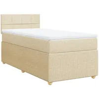 VidaXL Boxspringbett mit Matratze Creme 100x200 cm Stoff