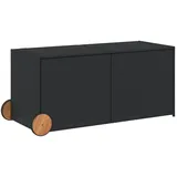 furnicato Gartentruhe mit Rollen 127 x 59,5 x 55 cm Schwarz