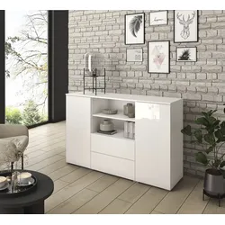 Sideboard INOSIGN "PARIS", weiß (weiß matt, weiß hochglanz), B:140cm H:88,5cm T:39,5cm, Sideboards, Moderne 140cm breite grifflose Kommode, vielseitig einsetzbar