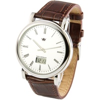 Elegante Herren Funkuhr (deutsches Funkwerk) Armbanduhr Lederband 964.4109