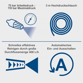 SCHEPPACH Hochdruckreiniger HCE1400 110bar Quick-Connect-System inkl. Zubehör