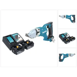 Makita DJS 200 RT Akku Blechschere 18 V 2,0 mm Brushless + 2x Akku 5,0 Ah + Ladegerät