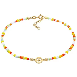 Elli - Peace Frieden Symbol Glas Beads Bunt 925 Silber Fußketten Damen (49.99 € / )