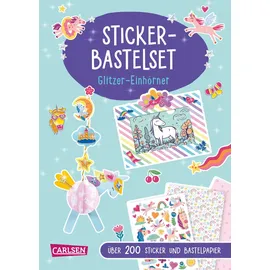 Carlsen Verlag Bastelset für Kinder: Sticker-Bastelset: Glitzer-Einhörner