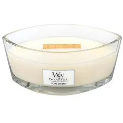 WoodWick Kerze, Island Coconut, Ellipse mit knisterndem Docht, bis zu 50 Std Brenndauer