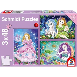 Schmidt Spiele Puzzle »Prinzessin, Fee & Meerjungfrau. Puzzle 3 x 24 Teile«, Puzzleteile
