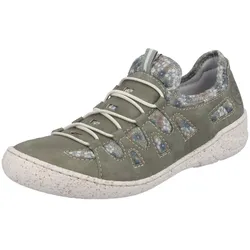Slip-On Sneaker, Slipper, Schlupfschuh, Freizeitschuh mit Blumendruck, Gr. 40, khaki-kombiniert, , 85594768-40
