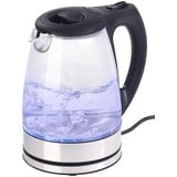 Rosenstein & Söhne Glas-Wasserkocher mit blauer LED-Beleuchtung, 2.200 Watt, 1,7 Liter