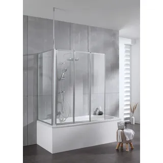 WELLTIME »Summer 3-teilig + feste Seitewand«, Deckenhöhe bis 240cm geeignet, Glaswand bestehend aus vier Elementen