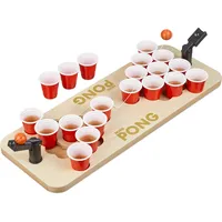 Relaxdays Mini Beer Pong Trinkspiel Set 25 St. 4 cl Rot