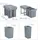 Relaxdays Einbaumülleimer 20 l & 2x 10 l Grau