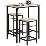 SoBuy Bartisch Set 3-teilig 75 x 120 x 75 cm Beige