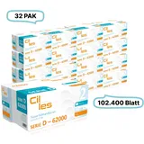 Falthandtücher 25x21cm, 2-lg, 32 Pak, 102.400 Blatt gesamt, 3.200 Blatt/ Pak, 100% Zellstoff, V-Falz, CIL- les Tissue, Series D