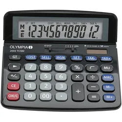 Olympia 2503, Desktop, Finanzrechner, 12 Ziffern, Batterie/Solar, Schwarz, Blau,