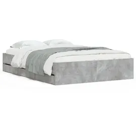 vidaXL Bettgestell mit Schubladen Betongrau 120x200 cm Holzwerkstoff