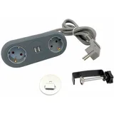 Unitec - Tischsteckdose 2-fach mit 2x usb Steckdosenleiste Verteiler Steckerleiste